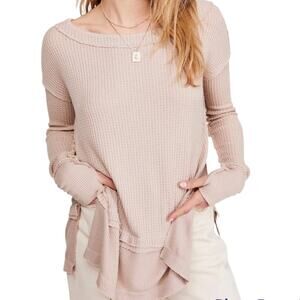 Free People We The Free North Shore Waffle Knit Oversized Top Size XS
